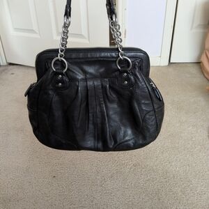 LOFT Black Leather Shoulder Bag